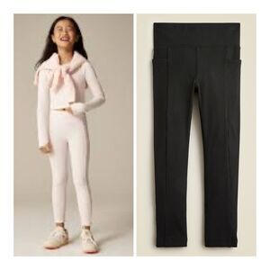 NEW J. Crew Crewcuts Active Girl's Black Stretchy Rib Active Leggings Size 12